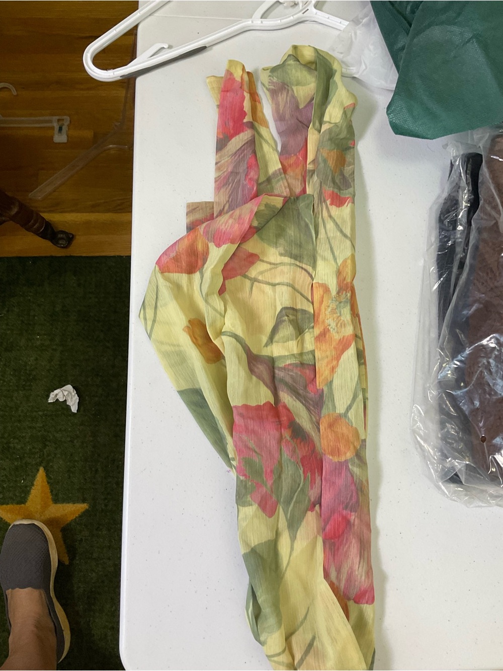 Under The Pagoda Maxi Dress Strapless Maxi Dress in Yellow Peony with Scarf - Picture 13 of 16